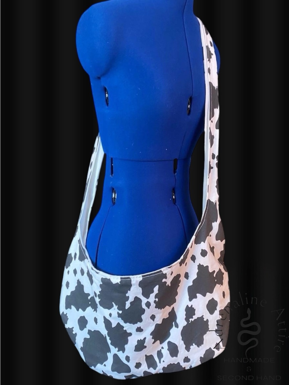 1-OF-1 HANDMADE COW PRINT HOBO BAG